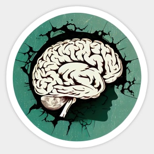 Brain Storm Retro Art Sticker